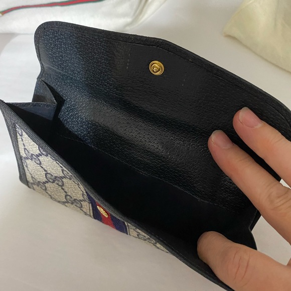 Vintage GUCCI Long Wallet Sherry GG Web Stripe Canvas Leather - Picture 8 of 10
